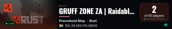 GRUFF ZONE ZA | Raidable Bases | Kits | Roaming NPC's | Convoy live status badge