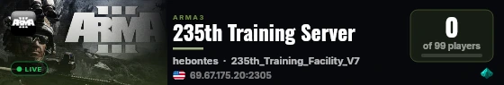 235th Training Server live status badge