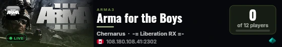 Arma for the Boys live status badge