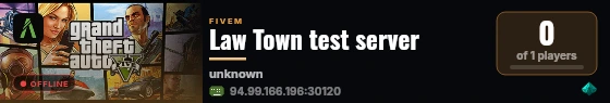 Law Town test server live status badge
