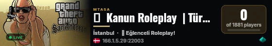 █  Kanun Roleplay  | Türk/Medium | İstanbulda Geçiyor! | discord.gg/kanunrp live status badge