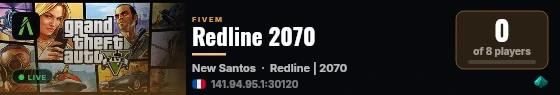 Redline 2070 live status badge
