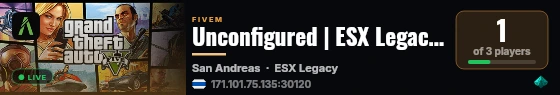 Unconfigured | ESX Legacy Server live status badge