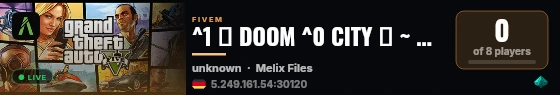 ^1 🜲 DOOM ^0 CITY 🜲 ~ Discord.gg/D66  ~ سيرفر  دوم سيتي للحياة الواقعية live status badge