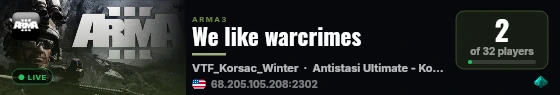 We like warcrimes live status badge