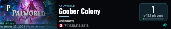 Goober Colony live status badge