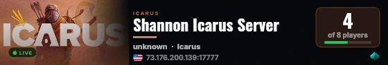 Shannon Icarus Server live status badge