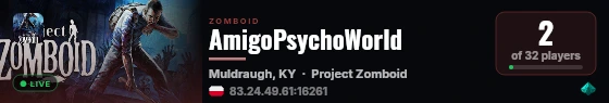 AmigoPsychoWorld live status badge
