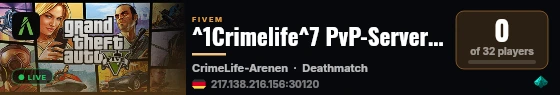 ^1Crimelife^7 PvP-Server | Deathmatch & Arenen live status badge