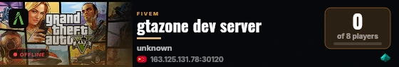 gtazone dev server live status badge