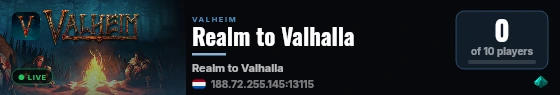 Realm to Valhalla live status badge
