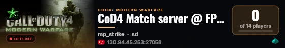 CoD4 Match server @ FPSChallenge.eu live status badge