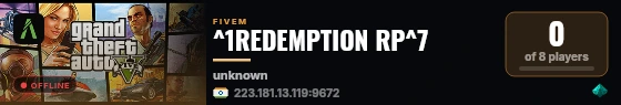 ^1REDEMPTION RP^7 live status badge