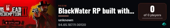 BlackWater RP built with VORPCore! live status badge