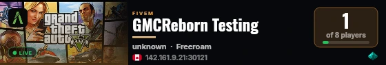 GMCReborn Testing live status badge