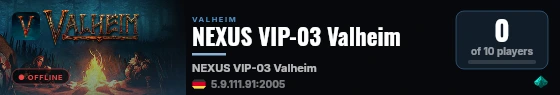 NEXUS VIP-03 Valheim live status badge