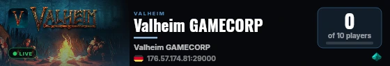 Valheim GAMECORP live status badge