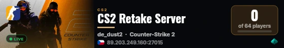 CS2 Retake Server live status badge