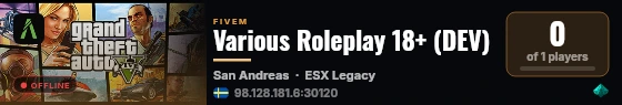 Various Roleplay 18+ (DEV) live status badge