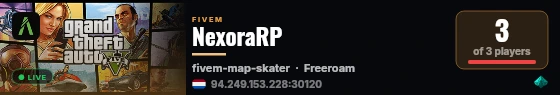 NexoraRP live status badge