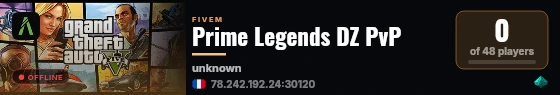 Prime Legends DZ PvP live status badge
