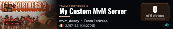 My Custom MvM Server live status badge