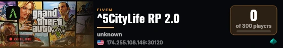 ^5CityLife RP 2.0 live status badge