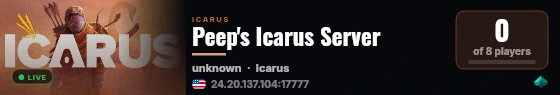 Peep's Icarus Server live status badge