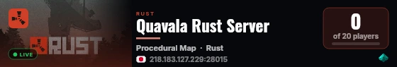 Quavala Rust Server live status badge