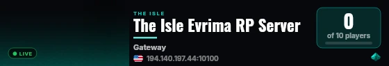 The Isle Evrima RP Server live status badge