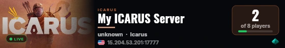 My ICARUS Server live status badge