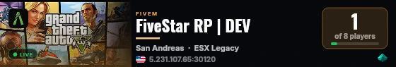 FiveStar RP | DEV live status badge