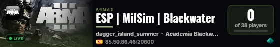 ESP | MilSim | Blackwater live status badge
