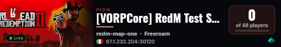 [VORPCore] RedM Test Server live status badge