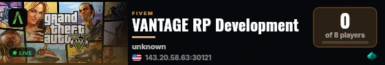 VANTAGE RP Development live status badge