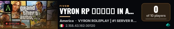 VYRON RP ───⟆► IN ARRIVO ◄⟆─── live status badge