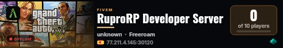 RuproRP Developer Server live status badge