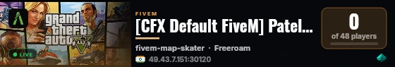 [CFX Default FiveM] Patel Test server live status badge