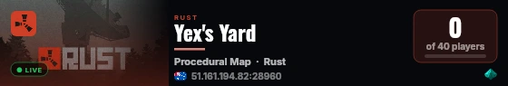 Yex's Yard live status badge