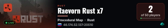Raevorn Rust x7 live status badge