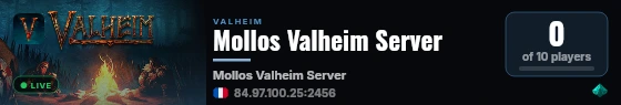 Mollos Valheim Server live status badge