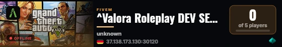 ^Valora Roleplay DEV SERVER live status badge