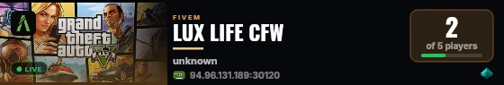 LUX LIFE CFW  live status badge