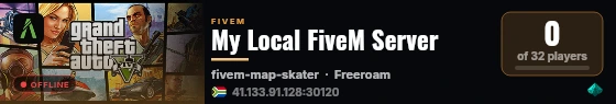My Local FiveM Server live status badge