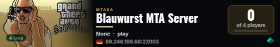Blauwurst MTA Server live status badge