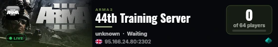 44th Training Server live status badge
