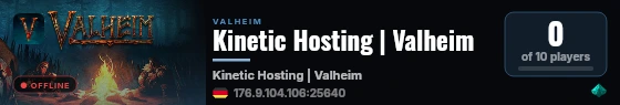 Kinetic Hosting | Valheim live status badge