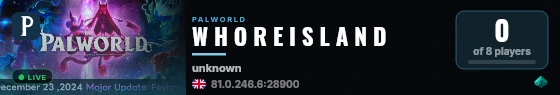 W H O R E I S L A N D live status badge