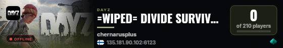 =WIPED= DIVIDE SURVIVOR >> SURVIVAL >> HIGH FPS >> QUESTS & LOOT live status badge