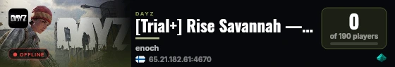 [Trial+] Rise Savannah — Trader Enabled — Quests — Trader & Guns live status badge